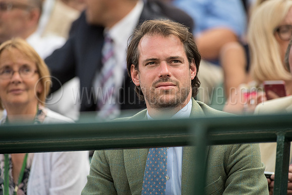 Prince Félix of Luxembourg watches his compatriot Gilles Muller play against Rafael Nadal. Wimbledon Tennis 10/07/2017.