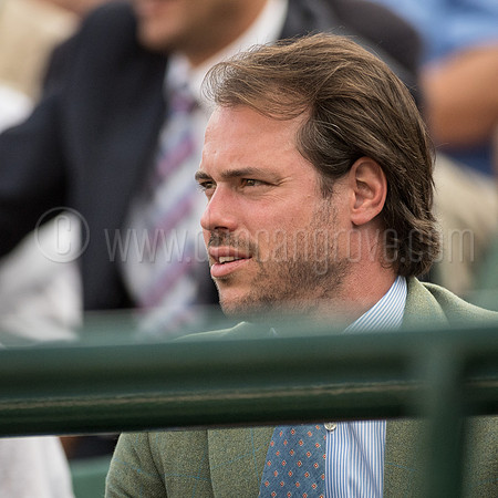 Prince Félix of Luxembourg watches his compatriot Gilles Muller play against Rafael Nadal. Wimbledon Tennis 10/07/2017.