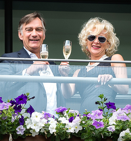 Wimbledon Tennis 05.07.2013. Rolex's Guests enjoying champagne on Centre Court's balcony prior to the start of the tennis.