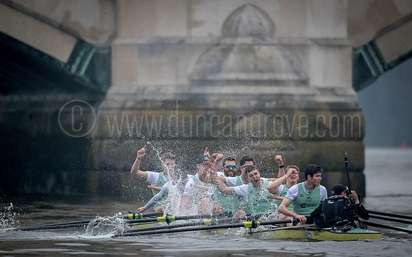 Putney, London, UK. 24 March 2018.  The Cancer Research Oxford v Cambridge Universities Men's Boat Race.