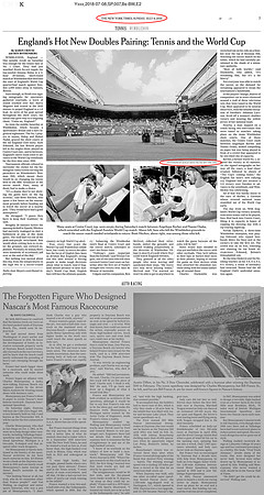 Tear-sheet, New York Times, Wimbledon 2018 - Commissioned Image.