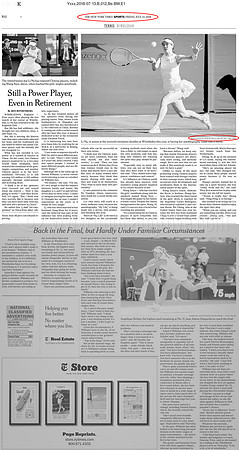 Tear-sheet, New York Times, Wimbledon 2018 - Commissioned Image.