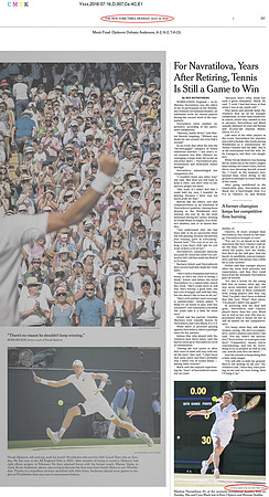 Tear-sheet, New York Times, Wimbledon 2018 - Commissioned Image.