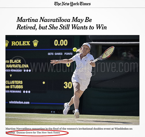 Tear-sheet, New York Times, Wimbledon 2018 - Commissioned Image.