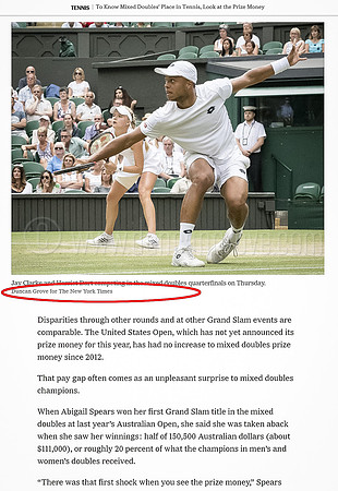 Tear-sheet, New York Times, Wimbledon 2018 - Commissioned Image.