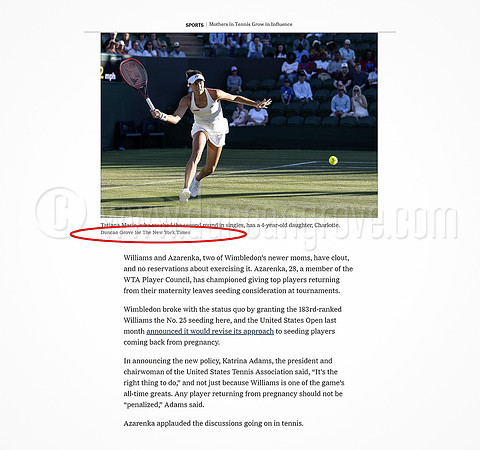 Tear-sheet, New York Times, Wimbledon 2018 - Commissioned Image.