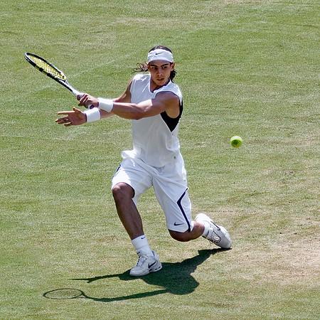 Slicing, Rafael Nadal, Finalist, Mens’ Singles, Centre Court, Wimbledon 2006.