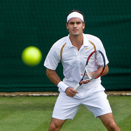 "How shall I play it?" Federer, Centre Court, Wimbledon.